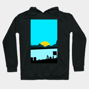 sunset near mountains and rivers Hoodie